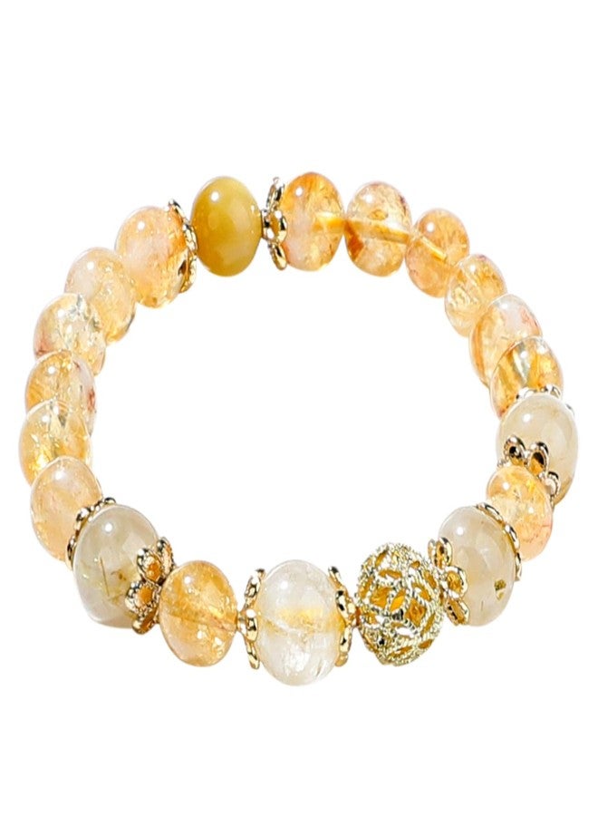 Moslovstar Natural Healing Citrine Bracelet for Women 8mm Beaded Bracelets Crystal Stretch Jewelry Yoga Protection Gifts 7 inches - Image 1